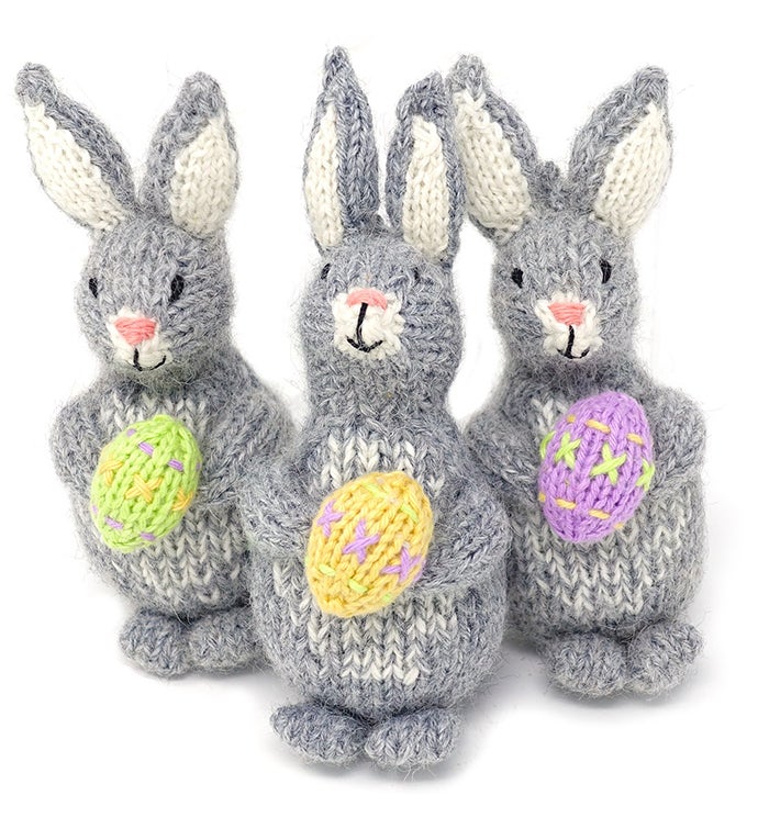 Bunny with Easter Egg Ornaments   Set of 3