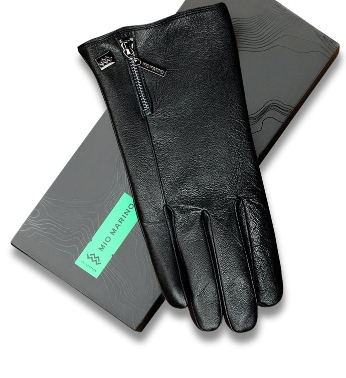 Mio Marino Zipper Designer Nappa Leather Gloves black
