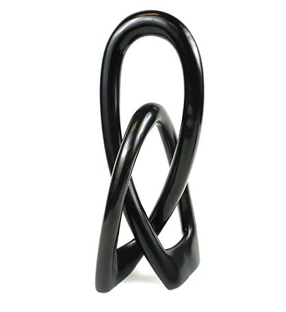 Handmade Natural Soapstone 10-inch Lover's Knot In Black