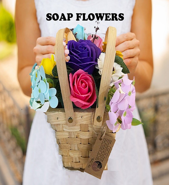 Soap Flower Spring Picnic Basket