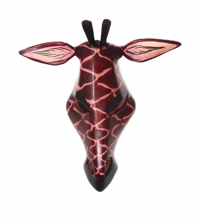 Hand-carved African Giraffe Mask Wall Hanging Decor