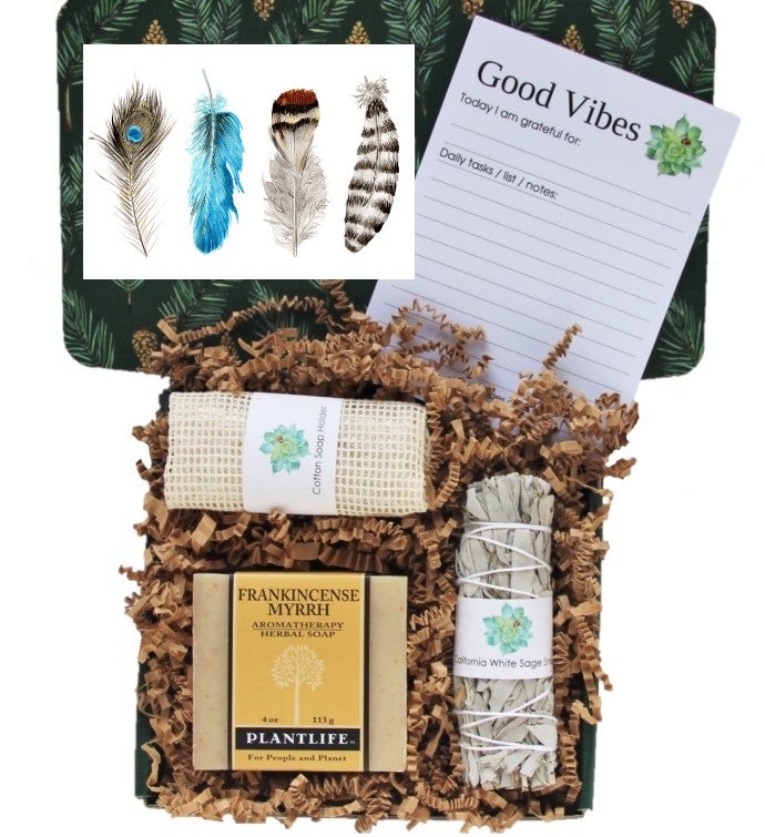 Good Vibes Men's Gift Box- Feathers Card