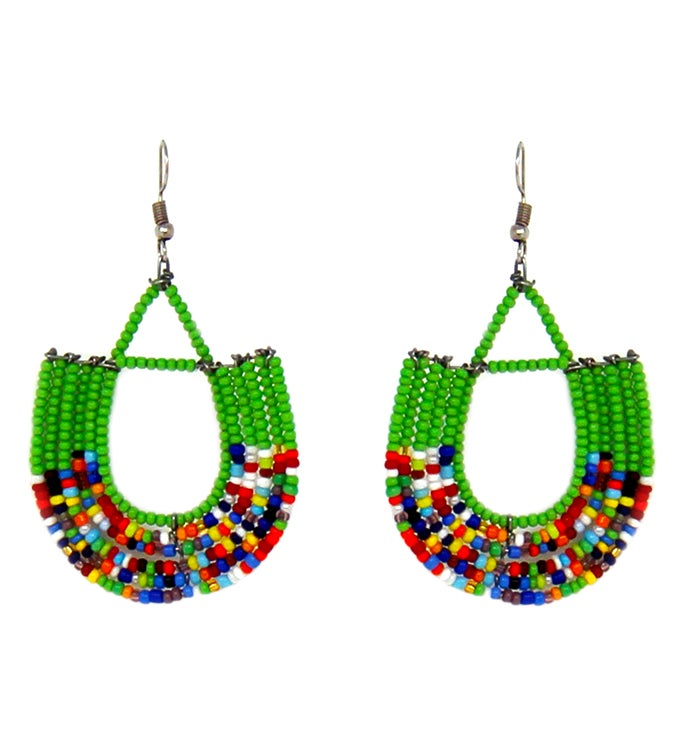 Handmade Maasai Bead Basket Dangle Earrings