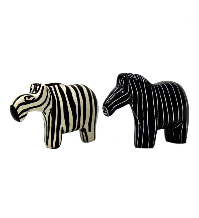 Hand-carved Yin-yang Zebra Soapstone Statues