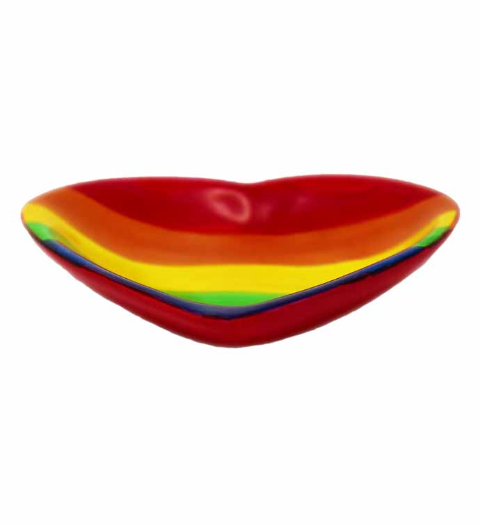 Handmade Rainbow Soapstone Heart Trinket Bowls