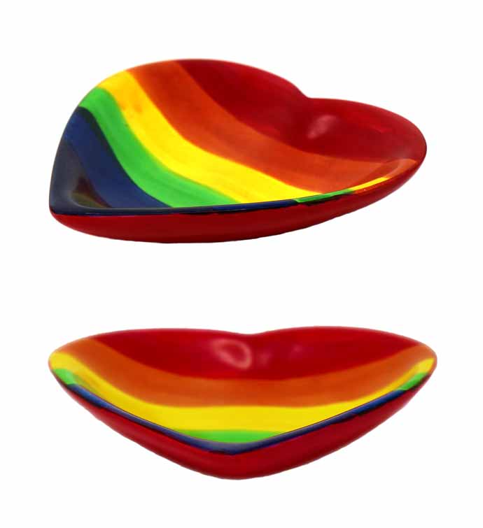 Handmade Rainbow Soapstone Heart Trinket Bowls