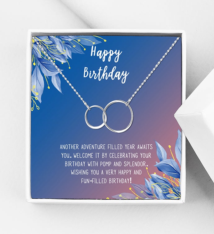 Infinity Ring Necklace With Happy Birthday Card And Gift Box