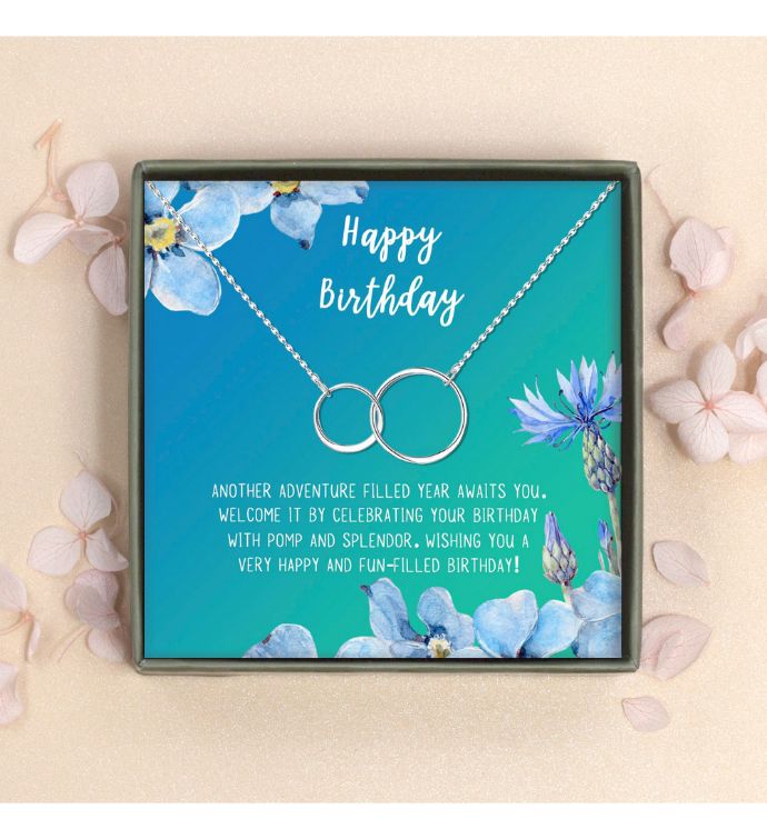 Infinity Ring Necklace With Happy Birthday Card And Gift Box