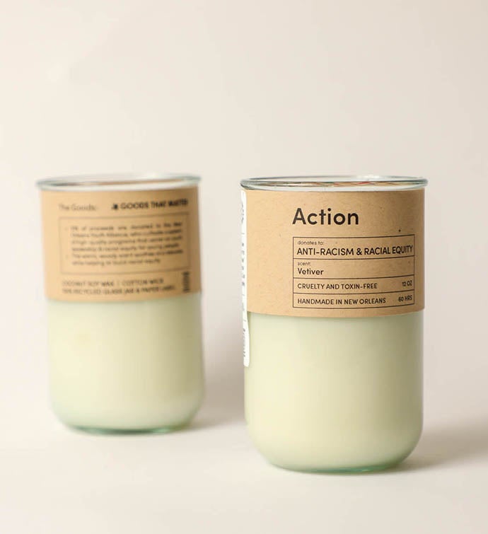 Action   Vetiver Scent Candle, Gives To Racial Equity & Anti Racism