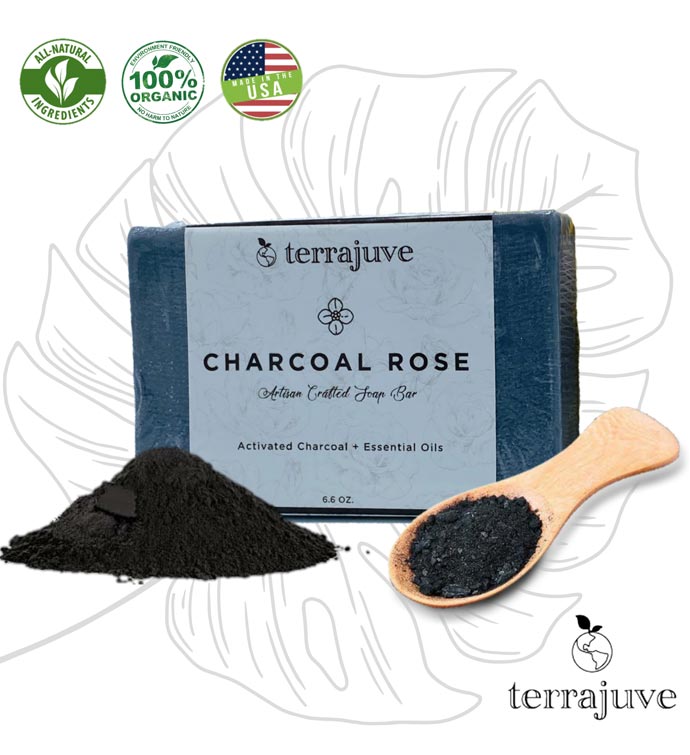 Activated Charcoal Rose Bar Soap With Essential Oils