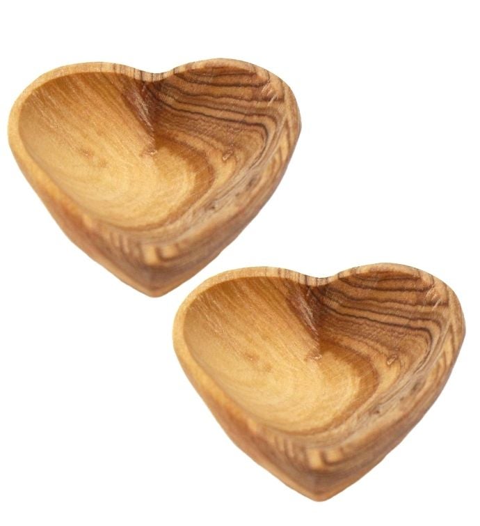 Petite Olive Wood Trinket Bowls  Set of 2