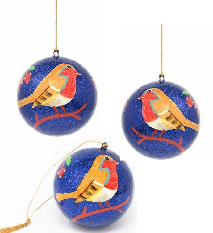 Handpainted Ornament Bird On Branch 