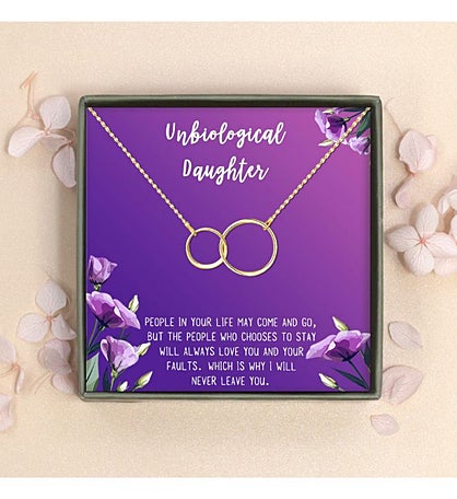 Unbiological Daughter Infinity Rings And Card Gift Box