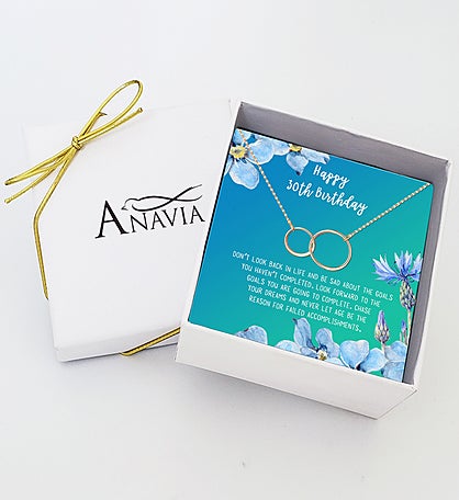 Happy 30th Birthday Dainty Infinity Rings Card Necklace
