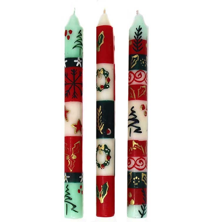 Hand-painted Christmas Candles