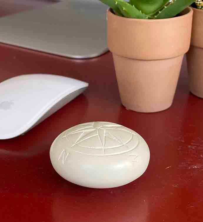 Compass Soapstone Desk Paperweight