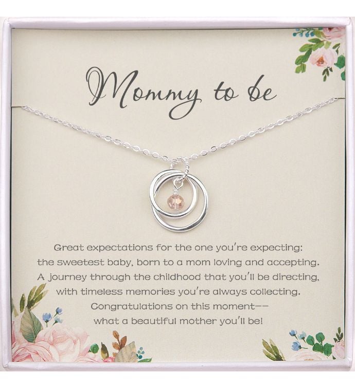 Mommy To Be Card And Sterling Silver Necklace