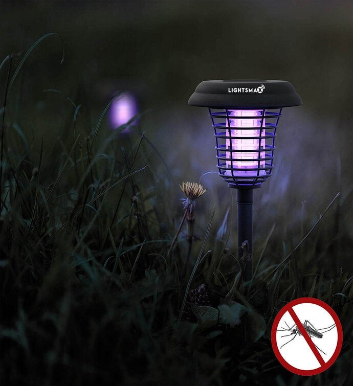 Solar Powered Led Light, Mosquito And Insect Bug Zapper-led/uv Radiation