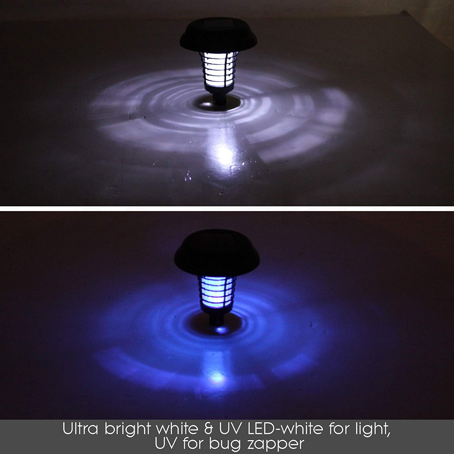 Solar Powered Led Light, Mosquito And Insect Bug Zapper-led/uv Radiation