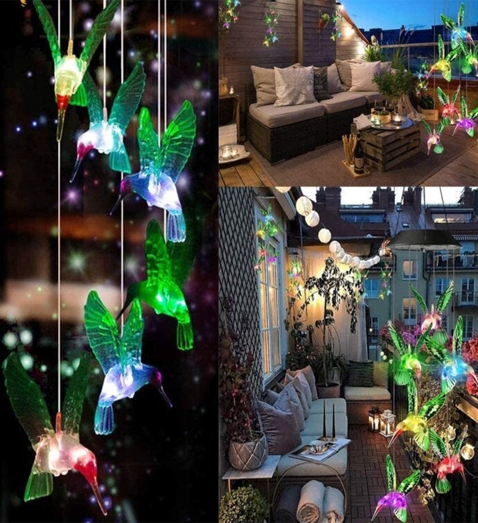 Outdoor Solar Color Changing Hummingbird String Hanging Light Garden Patio