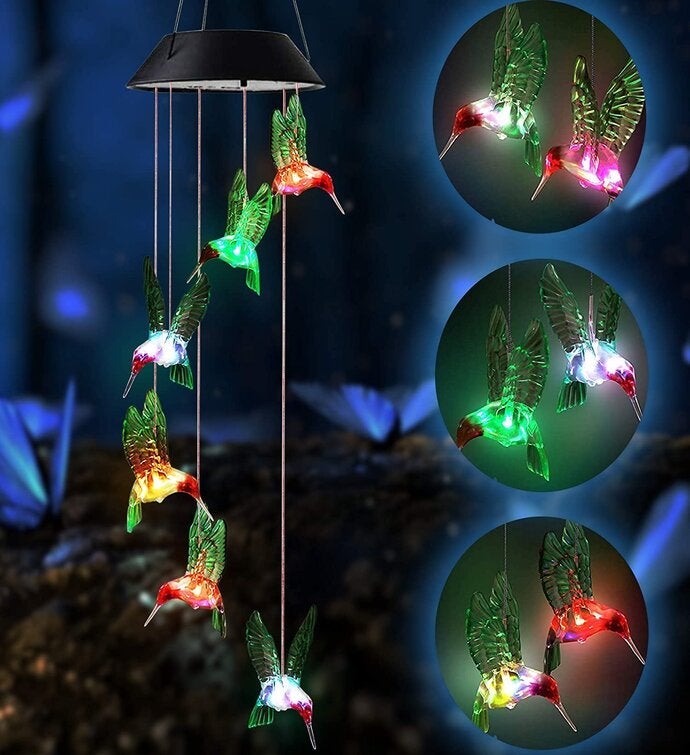 Outdoor Solar Color Changing Hummingbird String Hanging Light Garden Patio