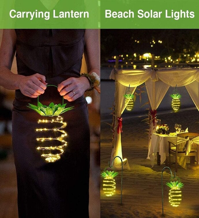 60 Led Hanging Solar Pineapple String Lights