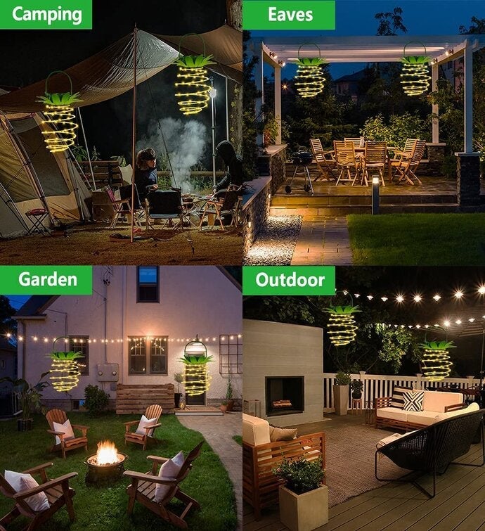 60 Led Hanging Solar Pineapple String Lights