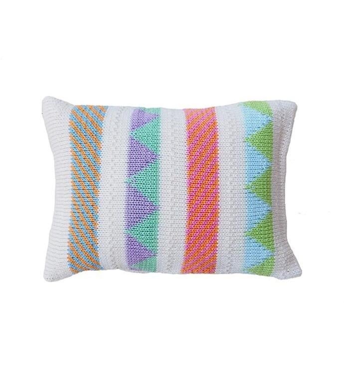 Ecru Mini Pillow, Bright Stripes