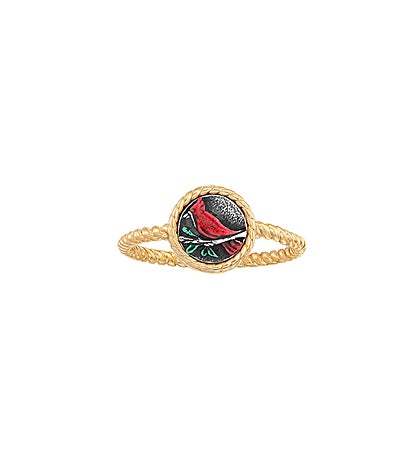 Red Cardinal Ring Gold Plated