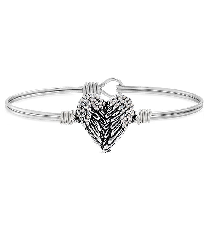 Angel Wing Heart Bangle Bracelet With Crystals | 1800Flowers.com | MK009559