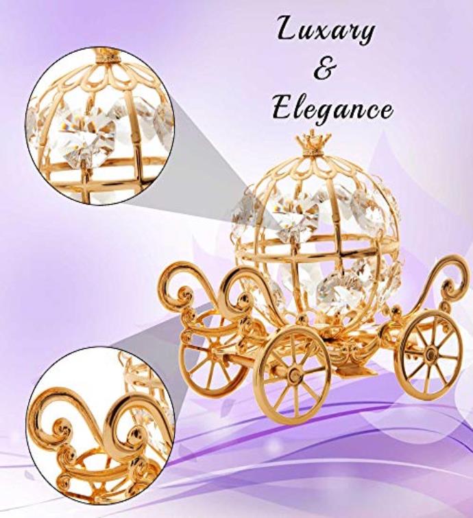 Matashi 24k Gold Plated Crystal Studded Cinderella Pumpkin Coach