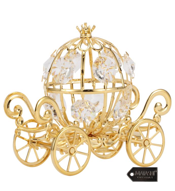 Matashi 24k Gold Plated Crystal Studded Cinderella Pumpkin Coach Ornament