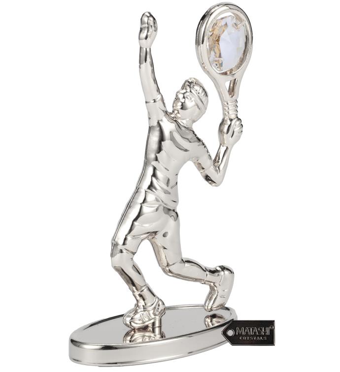 24k Gold Plated Tennis Player Figurine Embellished With Matashi Crystals