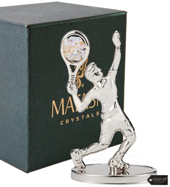 24k Gold Plated Tennis Player Figurine Embellished With Matashi Crystals