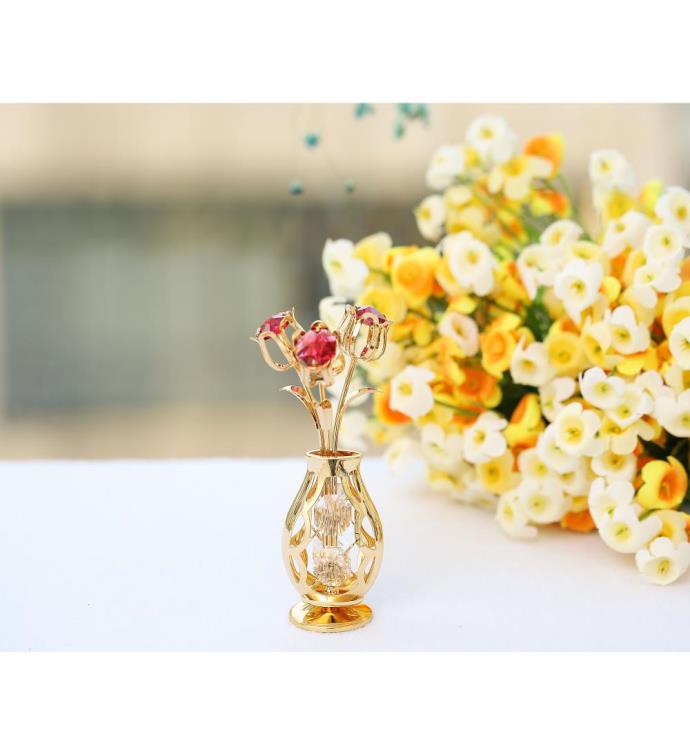 Gold Plated Flowers Bouquet And Vase