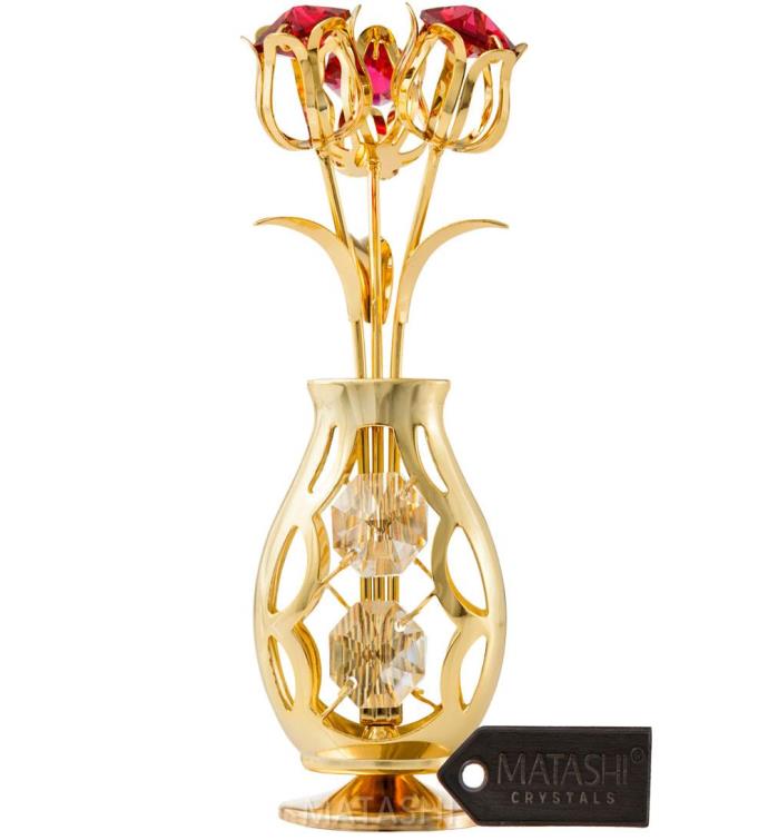 Gold Plated Flowers Bouquet And Vase