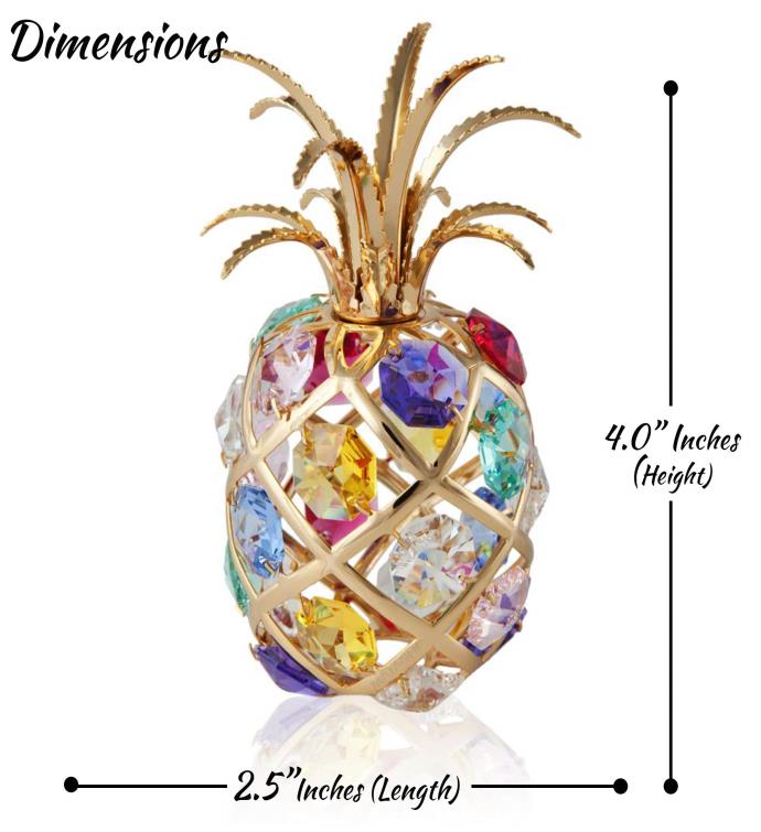 24k Gold Plated Pineapple Ornament With Colored Crystals By Matashi