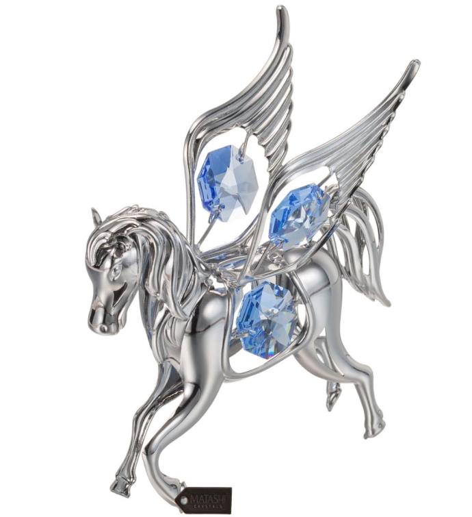 24k Gold Plated Crystal Studded Flying Pegasus Ornament By Matashi