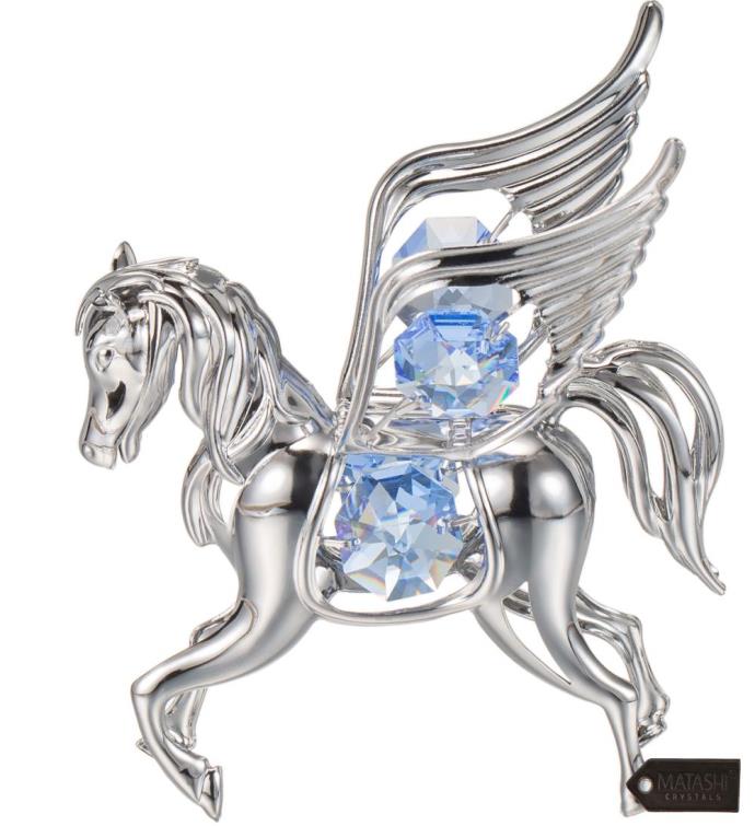 24k Gold Plated Crystal Studded Flying Pegasus Ornament By Matashi