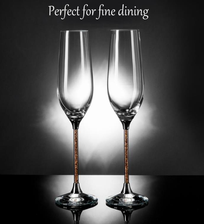  Pair Of 8 Oz Crystal Champagne Glasses By Matashi 