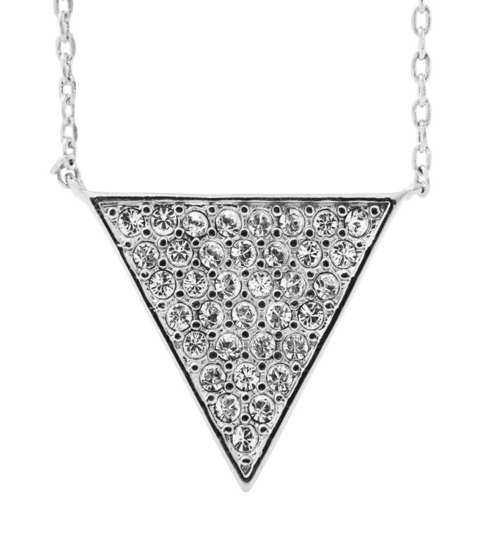 Matashi Triangle Delta Pendant Necklace With Crystals