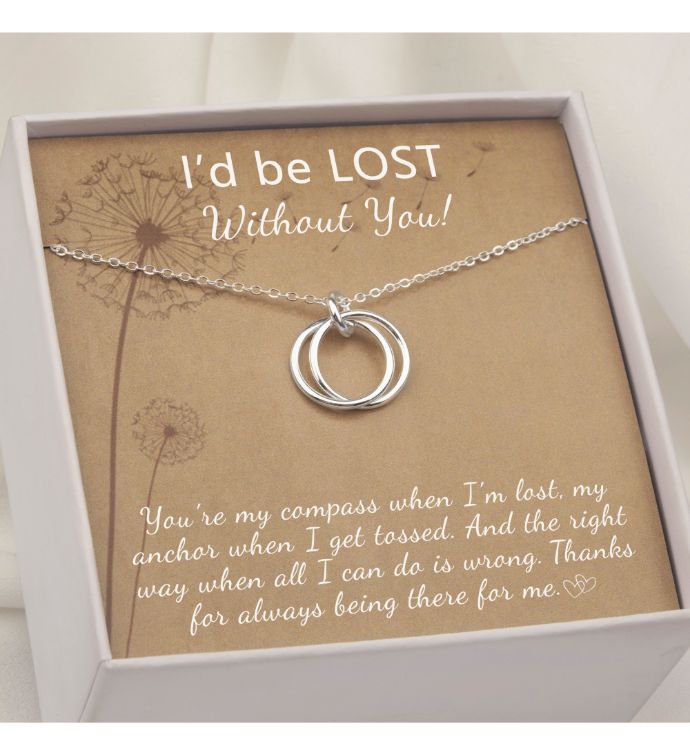 I'd Be Lost Without You! Card And Sterling Silver Necklace Jewelry Gift Set
