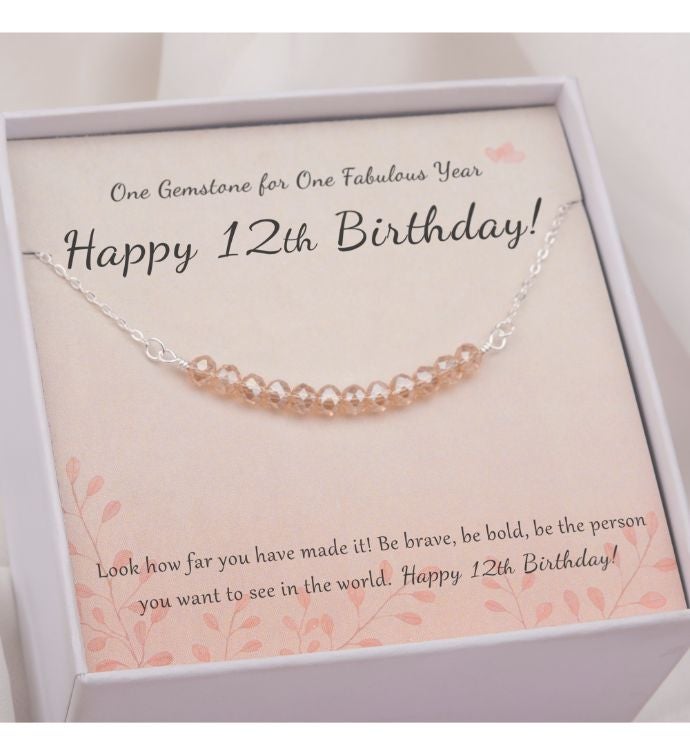 Happy 12th Birthday Card And Sterling Silver Necklace Jewelry Gift Set