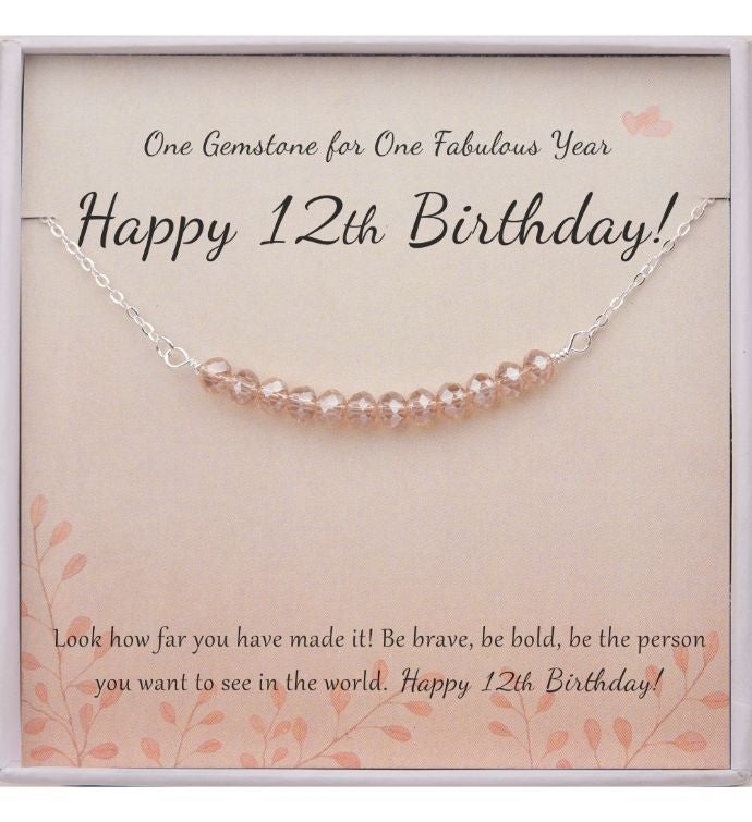 Happy 12th Birthday Card And Sterling Silver Necklace Jewelry Gift Set