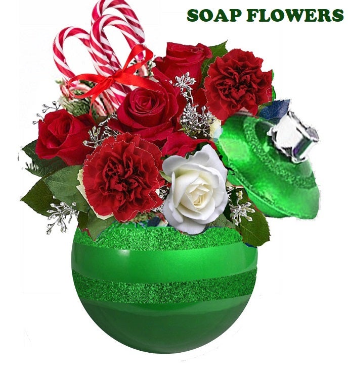 Christmas Ornament Soap Flower Centerpiece