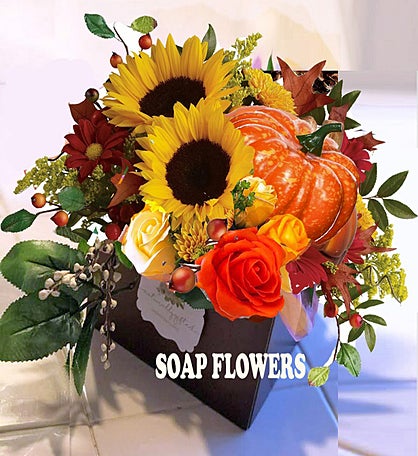 Sunflower Fall Soap Bouquet with Pumpkin