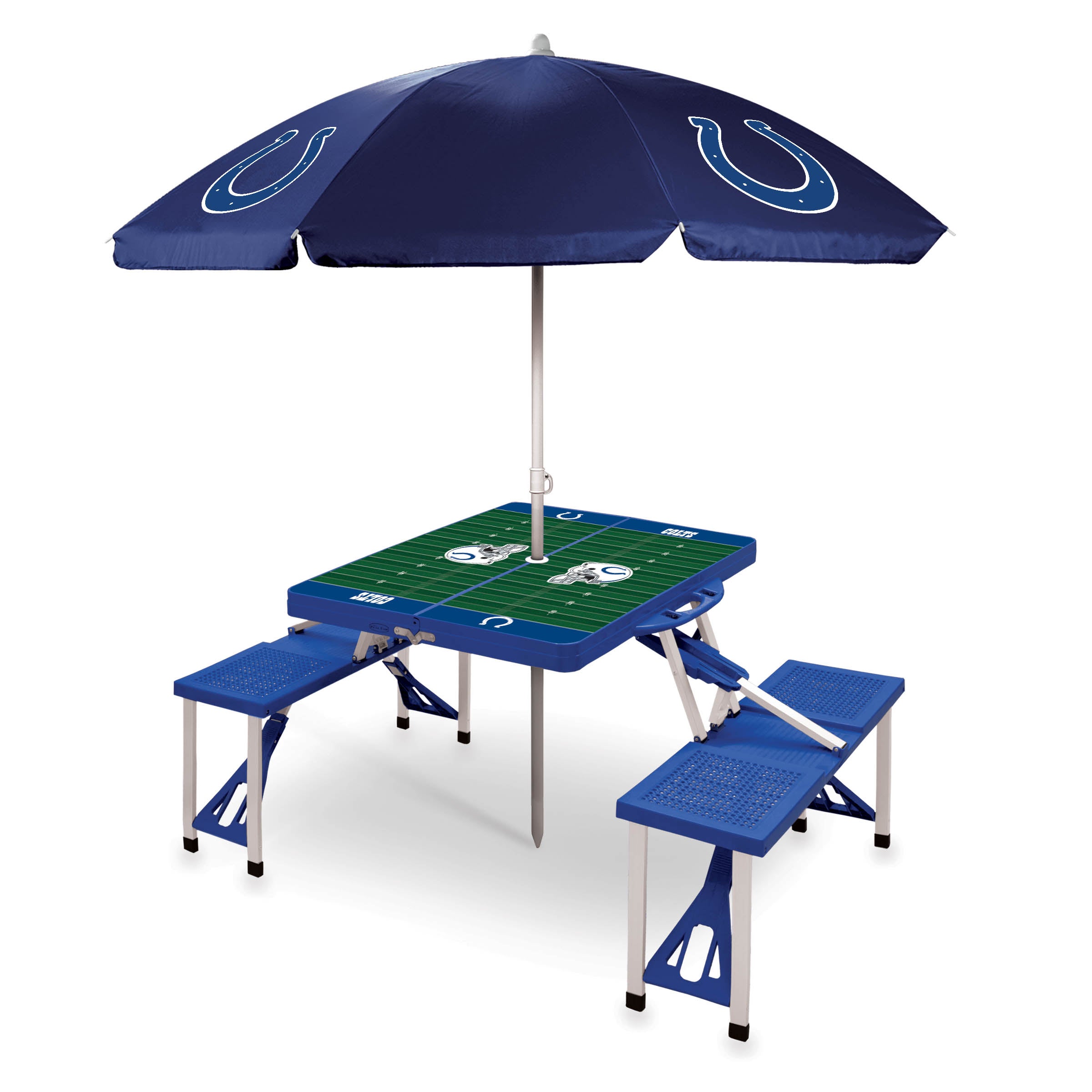 NFL Picnic Table Portable Folding With Seats & Umbrella