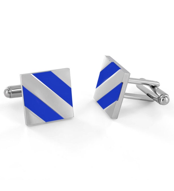 Men's Stainless Steel Polished Mother Of Pearl Inlay Square Cuff Links
