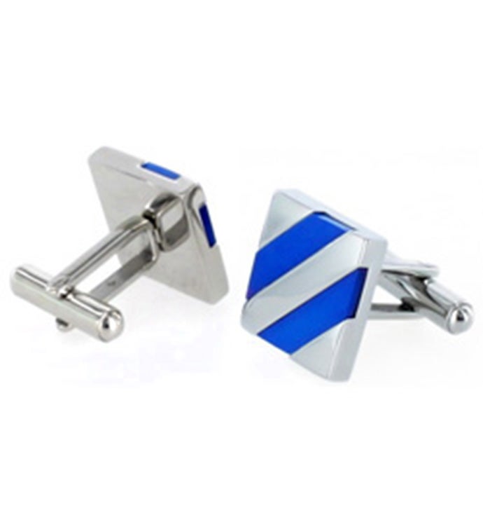 Men's Stainless Steel Polished Mother Of Pearl Inlay Square Cuff Links