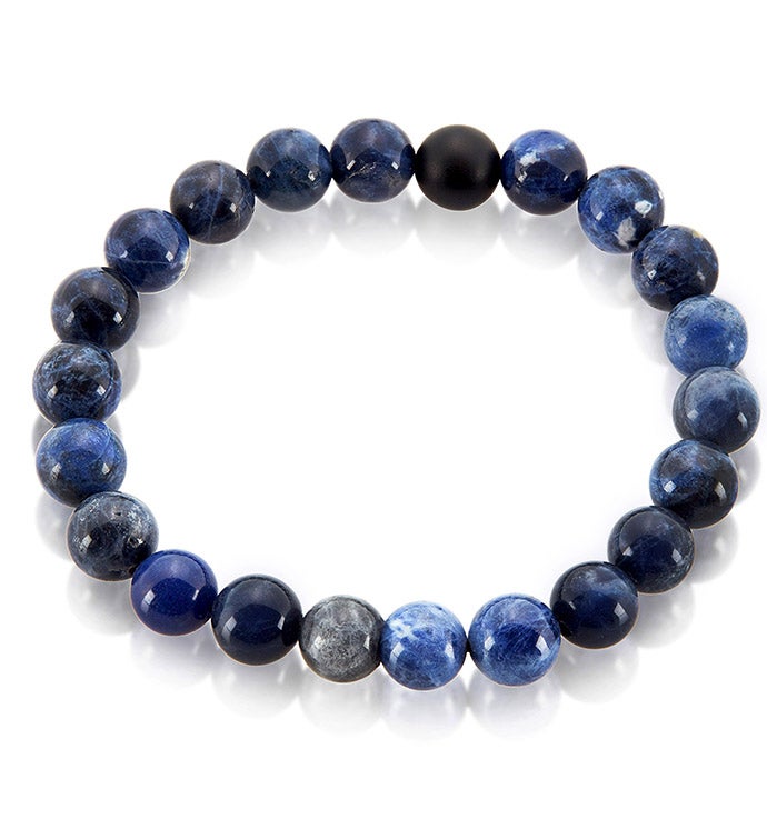 Sodalite And Matte Onyx 10mm Stone Bead Stretch Bracelet